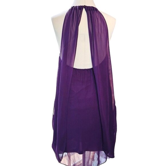 GB Whimsigoth Prom Party Dress Juniors Large Purple Chiffon Flowy Fairy - Picture 13 of 15